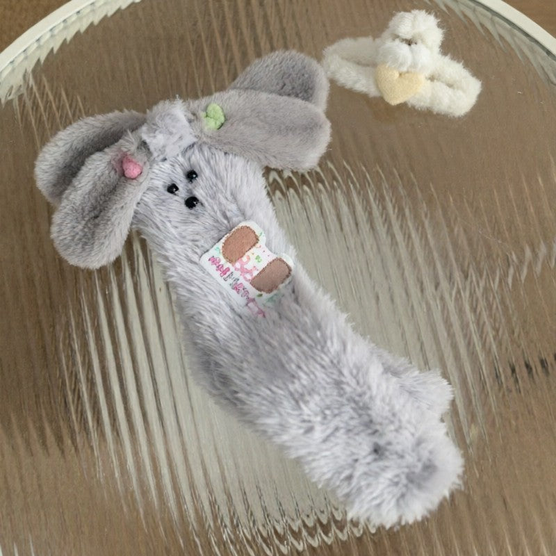 Chaussettes-chaussons douillettes à oreilles de léopard duveteuses - Gris - UE35-39 (US2-6) - image 2