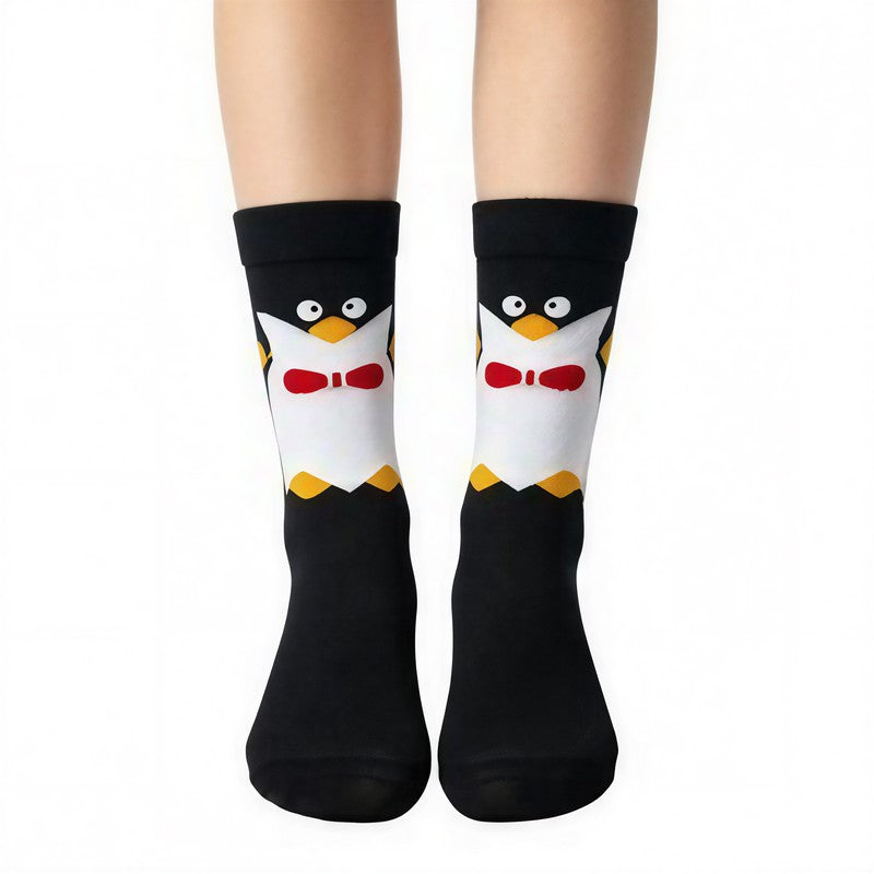 Chaussettes courtes en polycoton à imprimé animal mignon (4 paires) - Noir - UE36-41 (US3-8) - image 5