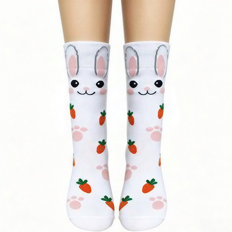 Chaussettes courtes en polycoton à imprimé animal mignon (4 paires) - Rose clair - UE36-41 (US3-8) - image 4
