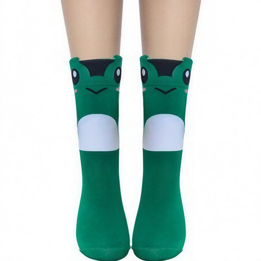Chaussettes courtes en polycoton à imprimé animal mignon (4 paires) - Vert - UE36-41 (US3-8) - image 0