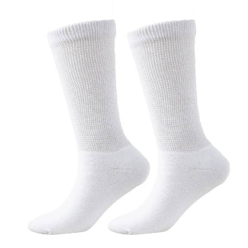 Chaussettes mi-mollet respirantes côtelées non serrées pour diabétiques (3 paires) - Blanc - EU37-44(US4-10) - image 6