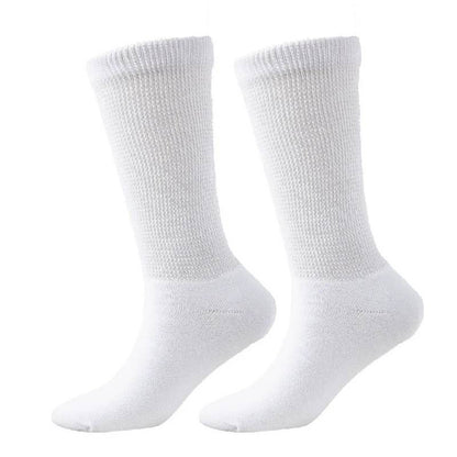 Chaussettes mi-mollet respirantes côtelées non serrées pour diabétiques (3 paires) - Blanc - EU37-44(US4-10) - image 6