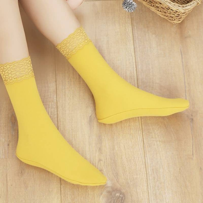 Chaussettes courtes romantiques à bordure en dentelle (8 paires) - Jaune - EU36-40(US3-7) - image 5
