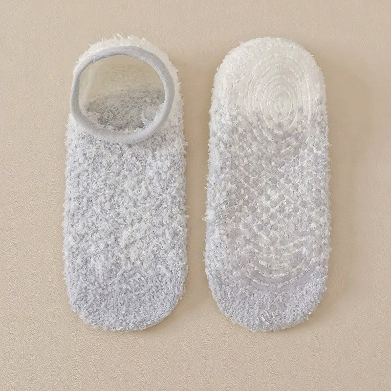 Chaussettes-chaussons d'intérieur confortables en chenille, basses et antidérapantes (3 paires) - Gris clair - UE36-44 (US3-10) - image 6