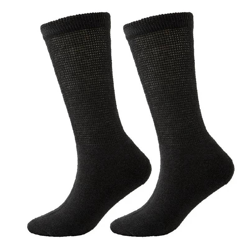 Chaussettes mi-mollet respirantes côtelées non serrées pour diabétiques (3 paires) - Noir - EU37-44(US4-10) - image 5