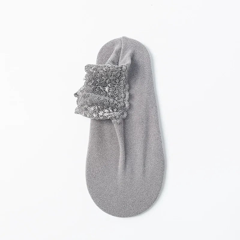Chaussettes élégantes à bordure en dentelle (8 paires) - Gris - EU36-40(US3-7) - image 8