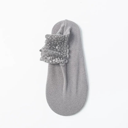 Chaussettes élégantes à bordure en dentelle (8 paires) - Gris - EU36-40(US3-7) - image 8