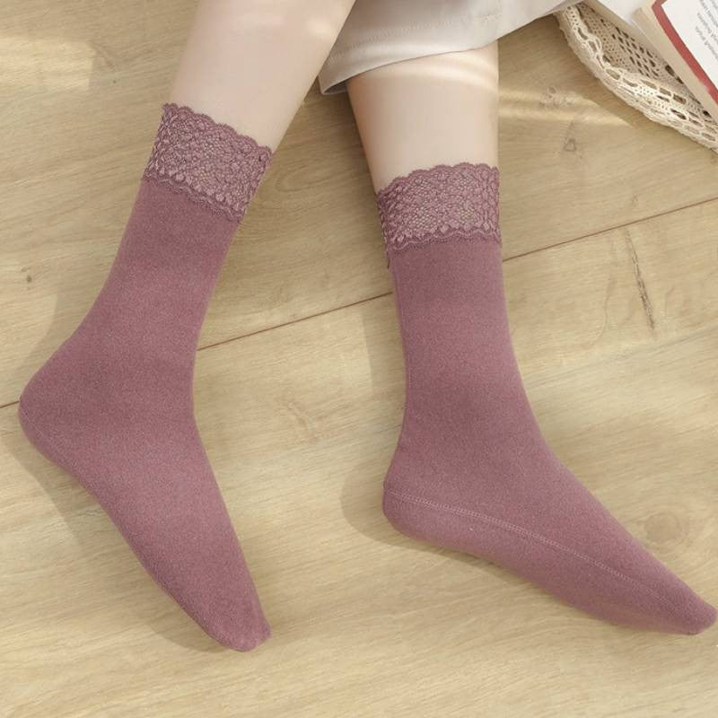 Chaussettes courtes romantiques à bordure en dentelle (8 paires) - Violet - EU36-40(US3-7) - image 4