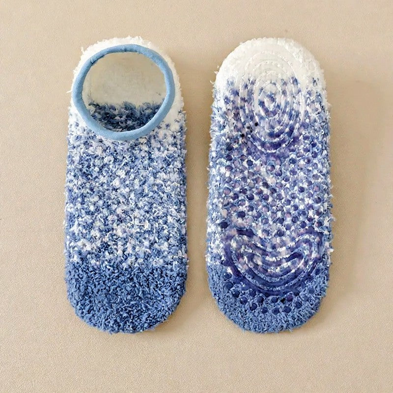 Chaussettes-chaussons d'intérieur confortables en chenille, basses et antidérapantes (3 paires) - Bleu - UE36-44 (US3-10) - image 5