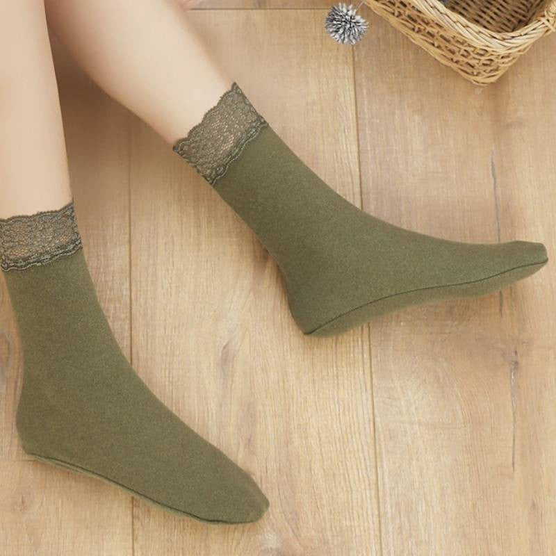 Chaussettes courtes romantiques à bordure en dentelle (8 paires) - Vert armée - EU36-40(US3-7) - image 2