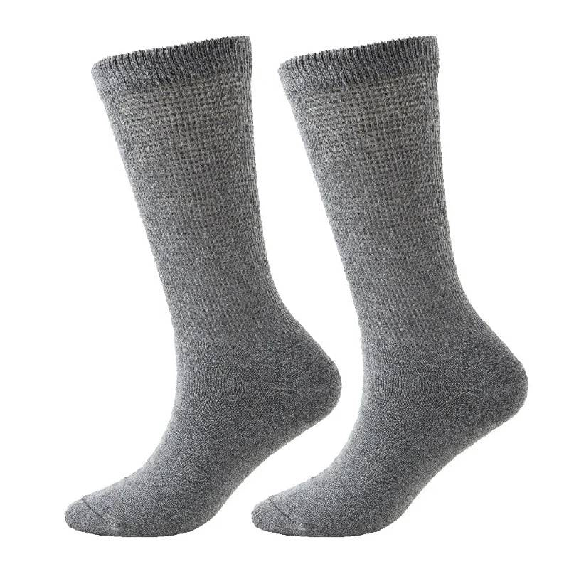 Chaussettes mi-mollet respirantes côtelées non serrées pour diabétiques (3 paires) - Gris foncé - EU37-44(US4-10) - image 3