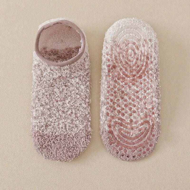 Chaussettes-chaussons d'intérieur confortables en chenille, basses et antidérapantes (3 paires) - Café - UE36-44 (US3-10) - image 4