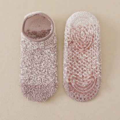 Chaussettes-chaussons d'intérieur confortables en chenille, basses et antidérapantes (3 paires) - Café - UE36-44 (US3-10) - image 4