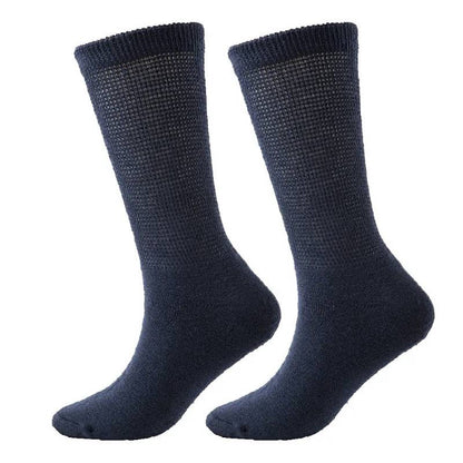 Chaussettes mi-mollet respirantes côtelées non serrées pour diabétiques (3 paires) - Bleu foncé - EU37-44(US4-10) - image 2