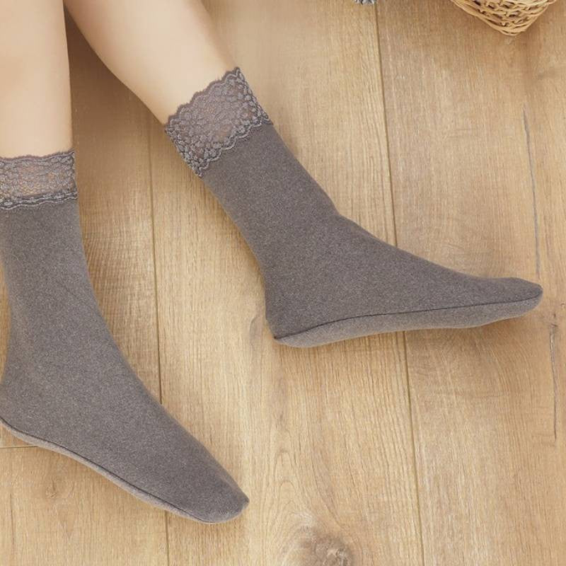 Chaussettes courtes romantiques à bordure en dentelle (8 paires) - Gris - EU36-40(US3-7) - image 1