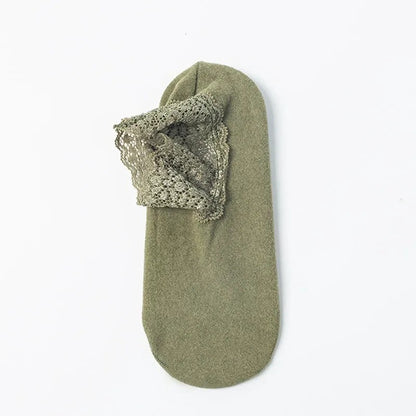 Chaussettes élégantes à bordure en dentelle (8 paires) - Vert armée - EU36-40(US3-7) - image 4