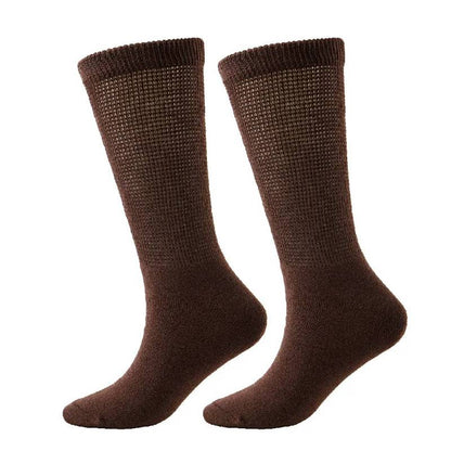 Chaussettes mi-mollet respirantes côtelées non serrées pour diabétiques (3 paires) - Brun - EU37-44(US4-10) - image 1