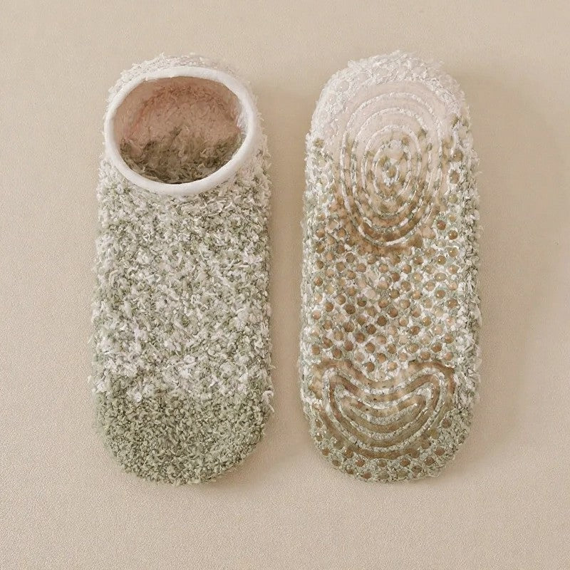 Chaussettes-chaussons d'intérieur confortables en chenille, basses et antidérapantes (3 paires) - Vert clair - UE36-44 (US3-10) - image 1