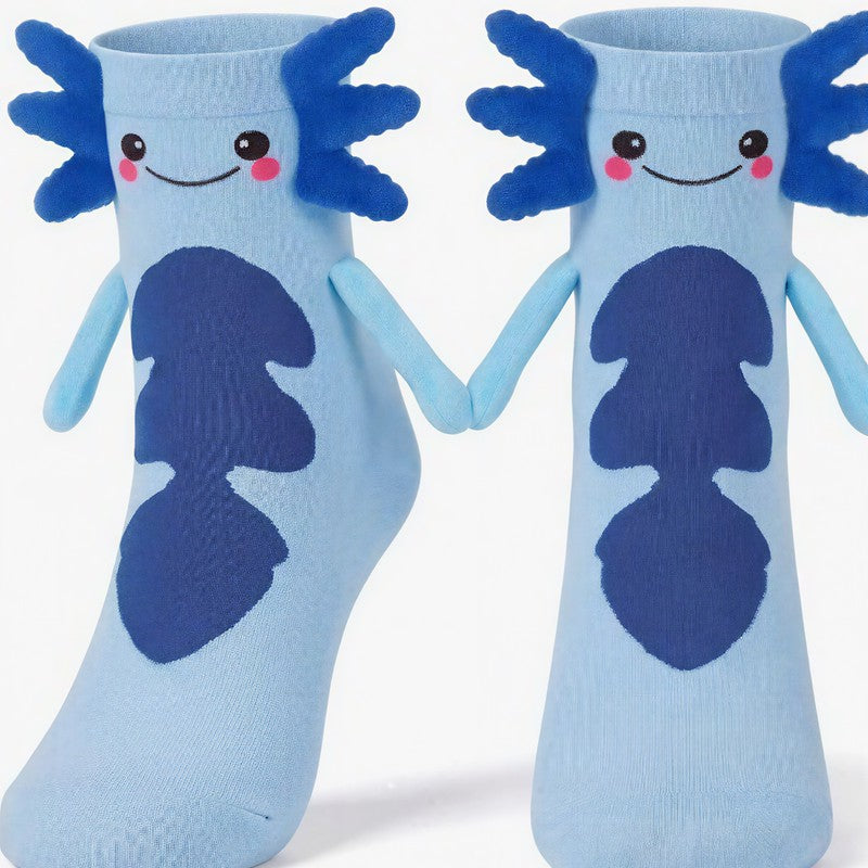 Chaussettes mignonnes en polyester et coton avec détails en peluche 3D (2 paires) - Bleu - 42(US2-9) - image 2