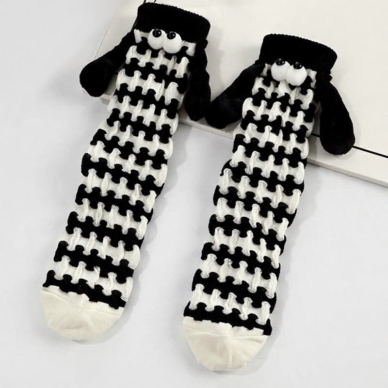 Chaussettes tricotées à motif pied-de-poule en peluche (5 paires) - Noir - 42(US2-8) - image 5