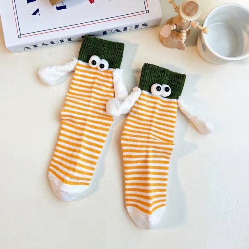 Chaussettes rayées fantaisie à motifs (4 paires) - Jaune - 40(US2-7) - image 2