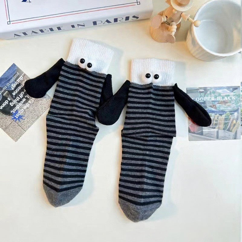 Chaussettes rayées fantaisie à motifs (4 paires) - Noir - 40(US2-7) - image 1