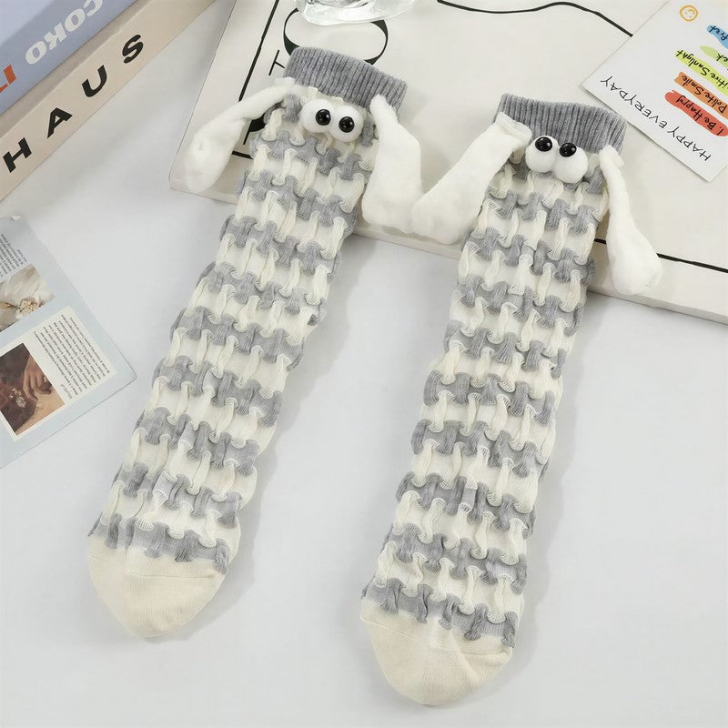 Chaussettes tricotées à motif pied-de-poule en peluche (5 paires) - Gris - 42(US2-8) - image 1