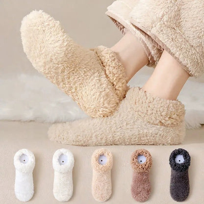 Chaussettes-chaussons d'intérieur confortables en sherpa à bout fermé (2 paires) - Blanc + Gris foncé - UE36-39 (US3-5) - image 0