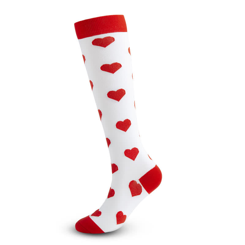 Chaussettes de compression à imprimé cœur et lèvres rouges (3 paires)