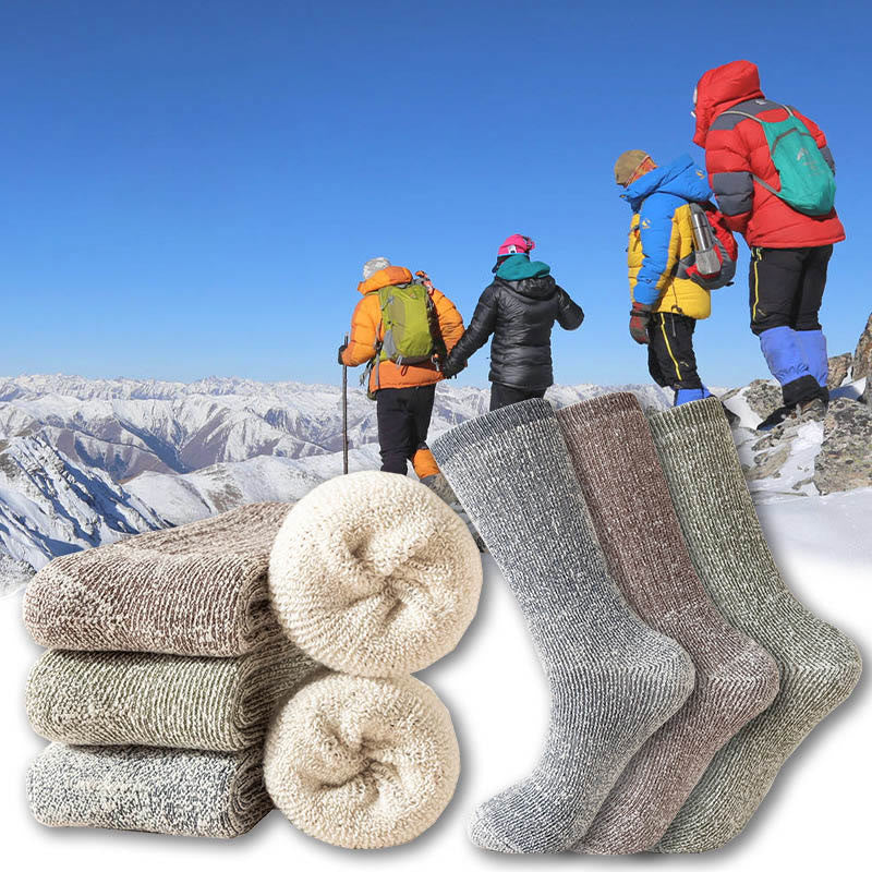 Chaussettes hautes en laine chaude pour sports de plein air, grandes tailles (3 paires) - Multicolore - EU39-45(US6-11) - image 1