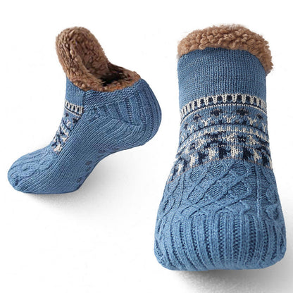 Chaussons-chaussettes tricotés épais grande taille - Bleu - États-Unis 12-13 - image 17