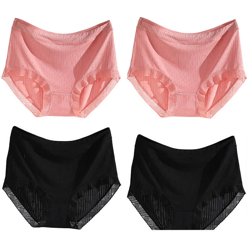 Culotte taille haute sans coutures (4 paires) - Noir*2+Rose*2 - 4XL - image 18