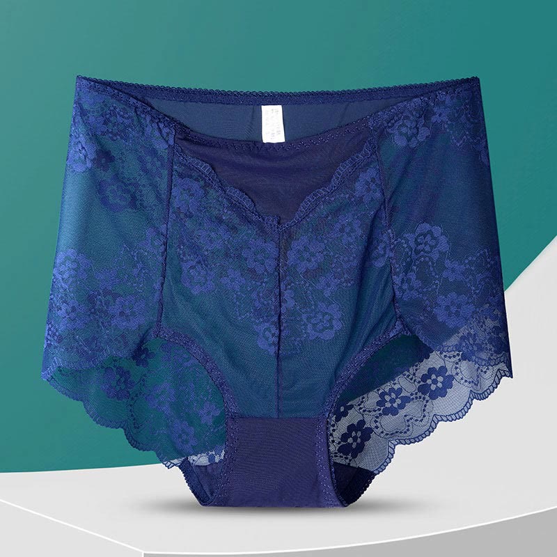 Culotte fleurie taille haute (5 paires) - Bleu marine - 3XL - image 18