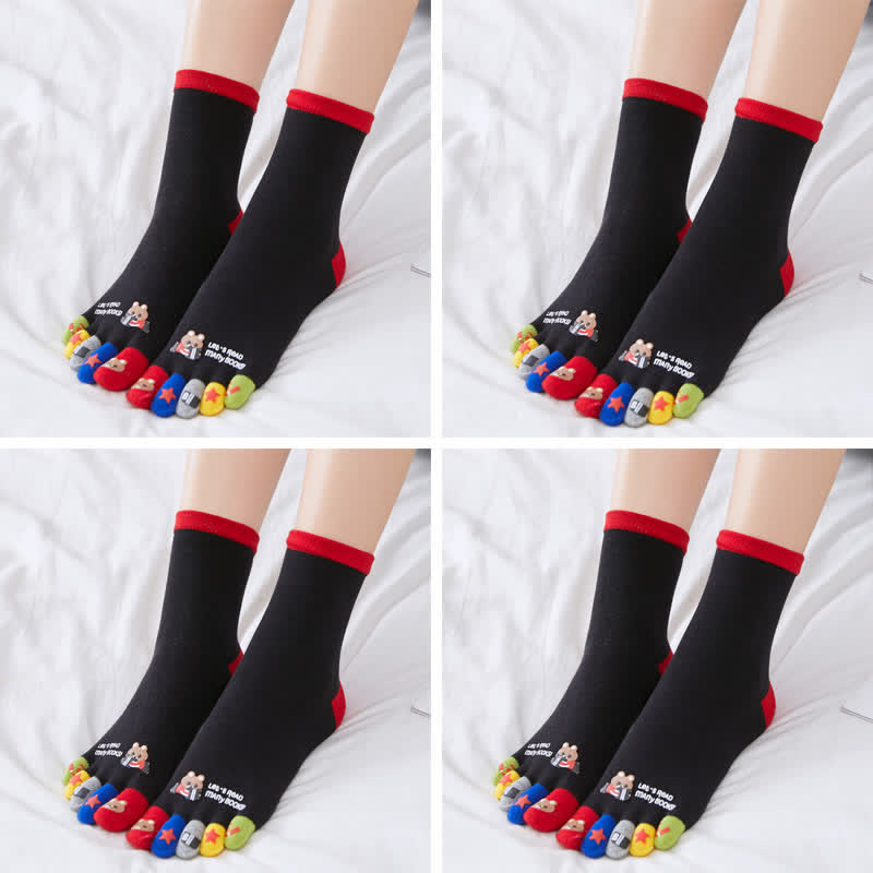 Chaussettes Plusock à motifs amusants (4 paires) - Quart - Noir - EU40-45 (US7-10) - image 14