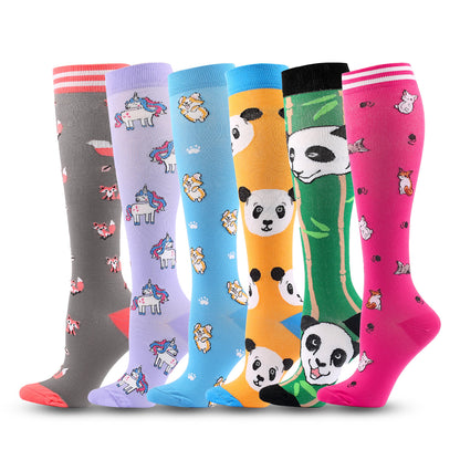 Chaussettes de compression à motif panda mignon (6 paires) - Multicolore - L/XL - image 0