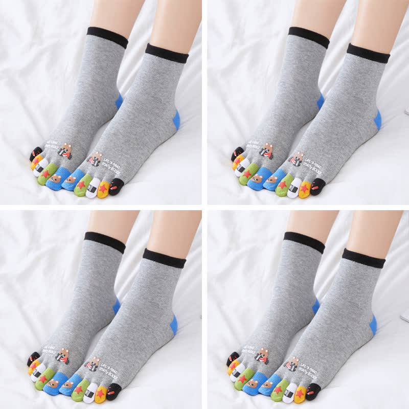 Chaussettes Plusock à motifs amusants (4 paires) - Quart - Gris clair - EU40-45 (US7-10) - image 17