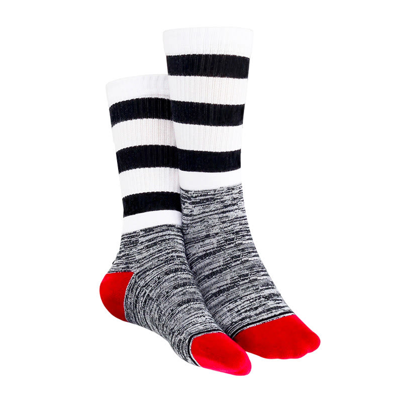 Chaussettes hautes rembourrées à rayures noires et blanches - image 4