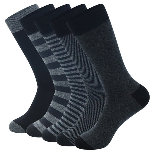 Chaussettes mi-mollet à rayures grises grande taille (5 paires)