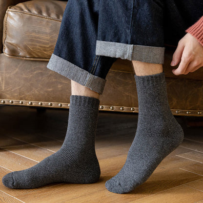Chaussettes d'hiver épaisses, isolantes et chauffantes, grandes tailles (5 paires) - image 4