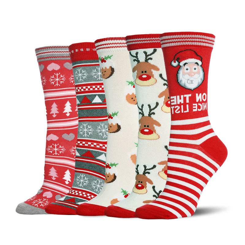 Chaussettes de Noël mignonnes (5 paires) - Multicolore - EU36-42 (US3-8.5) - image 1
