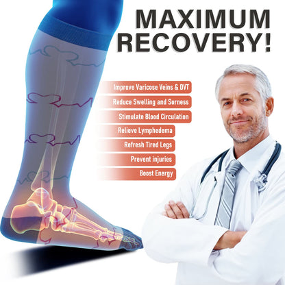 Chaussettes de compression grande taille à motif électrocardiogramme (3 paires)