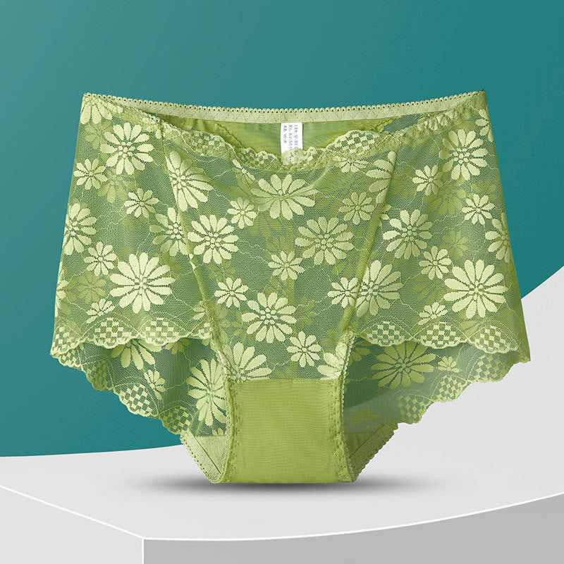 Culotte taille haute en dentelle florale (5 paires) - Vert clair - 4XL - image 17