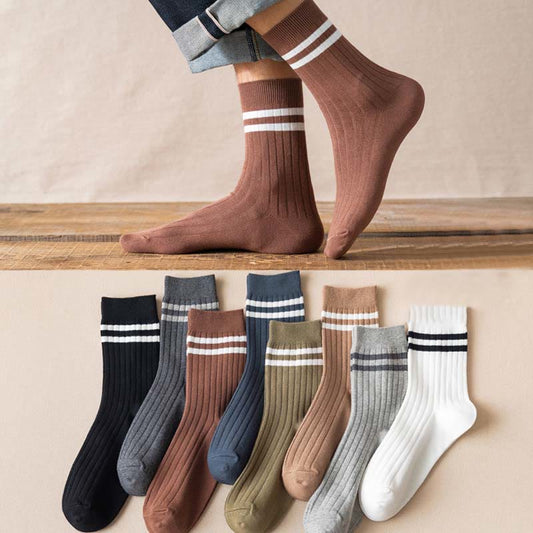 Chaussettes longues rayées souples et diététiques grande taille (6 paires)