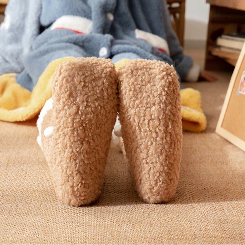 Chaussons-chaussettes d'hiver en polaire corail à motif agneau - image 8