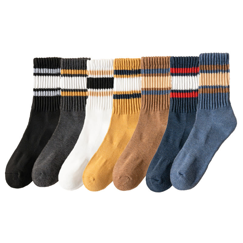Chaussettes hautes à rayures épaisses grandes tailles (7 paires) - Multicolore - UE39-46 (US6-12) - image 8