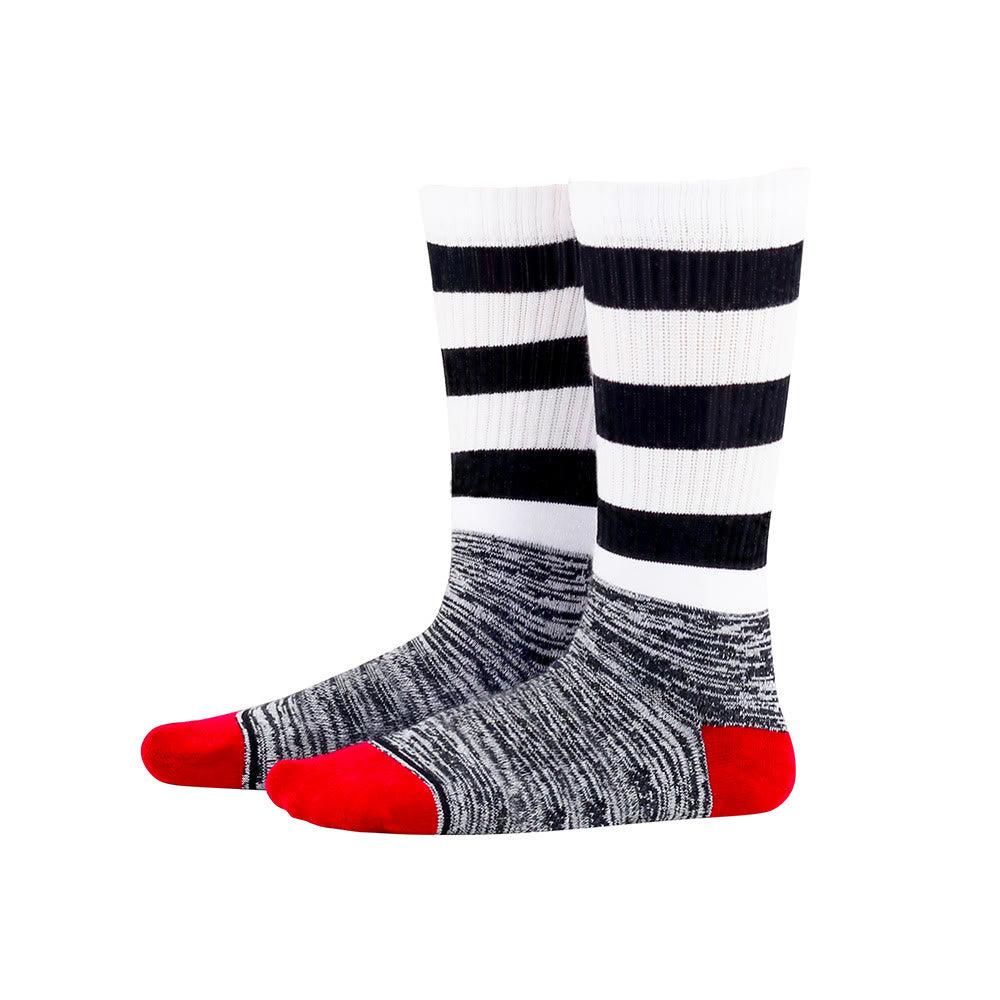 Chaussettes hautes rembourrées à rayures noires et blanches - image 2