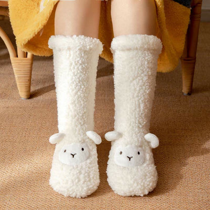 Chaussons-chaussettes d'hiver en polaire corail à motif agneau - image 2
