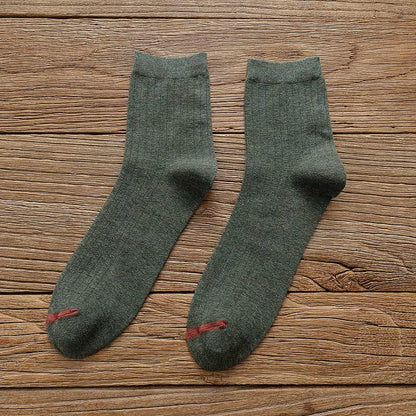 Chaussettes en coton à doublure couleur pure grande taille (6 paires)