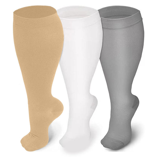 Chaussettes de compression grandes tailles couleur claire 2XL- 7XL (3 paires) - Peau et blanc et gris - 7XL - image 0