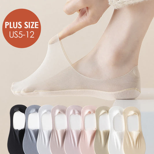 Chaussettes invisibles en soie glacée grande taille (5 paires)